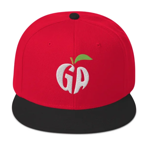 snapback-black-red-red-front-68068fd22dd68.jpg Get Noticed with the Stylish GA Snapback Hat - Perfect for Any Occasion