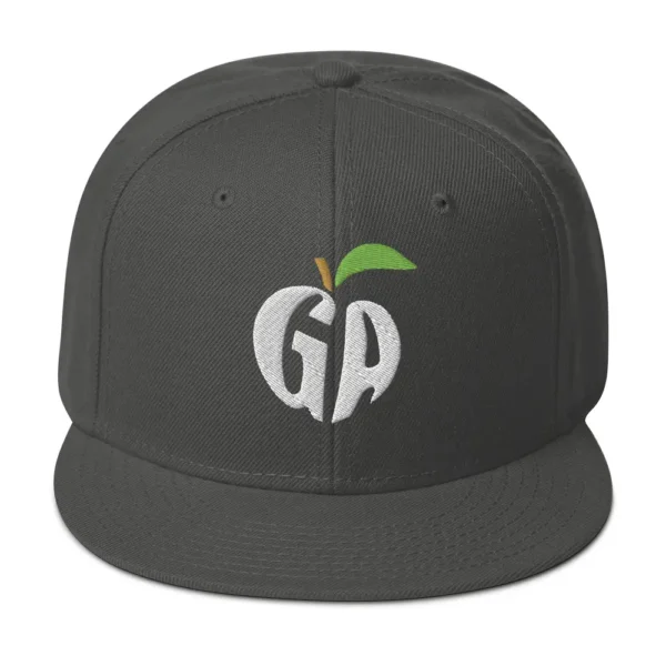 snapback-charcoal-gray-front-68068fd232f67.jpg Get Noticed with the Stylish GA Snapback Hat - Perfect for Any Occasion