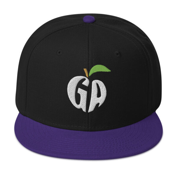 snapback-purple-black-black-front-68068fd224d76.jpg Get Noticed with the Stylish GA Snapback Hat - Perfect for Any Occasion