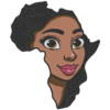 African Woman Face Inside Continent Of Africa African Woman Embroidery Design - Africa Map Silhouette with Face: Unique and Vibrant African Artistry