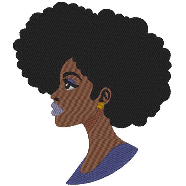 Elegant Ebony Woman's Silhouette Embroidery Design: Stylish Feminine Pattern