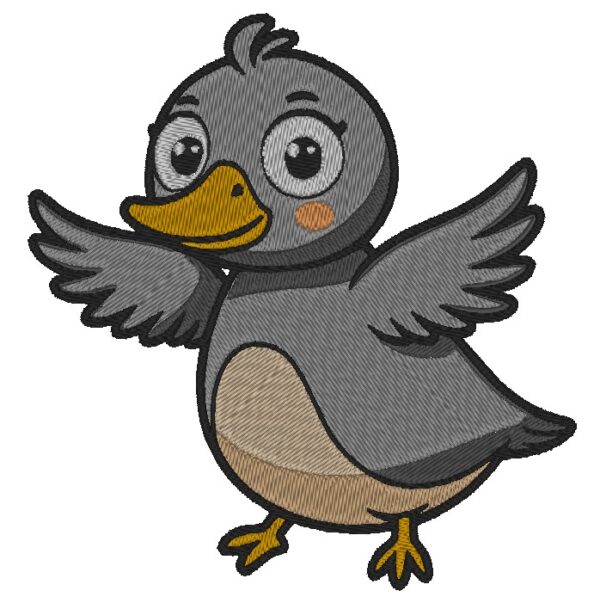 Cheerful Duck Embroidery Design: Playful and Vibrant Duckling Pattern