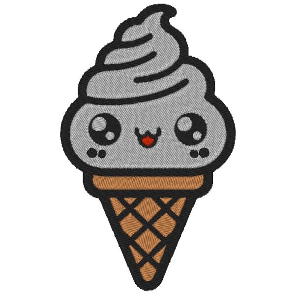 Adorable Ice Cream Embroidery Design - Cute Kawaii Pattern for DIY Projects