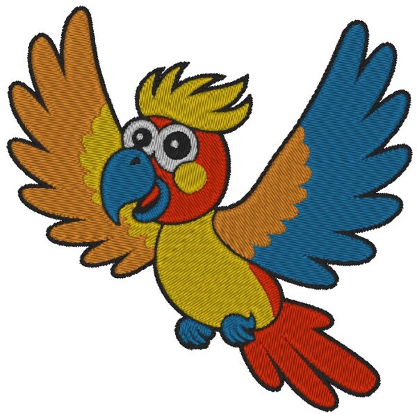 Colorful Tropical Parrot Embroidery Design: Vibrant Bird Pattern for DIY Projects