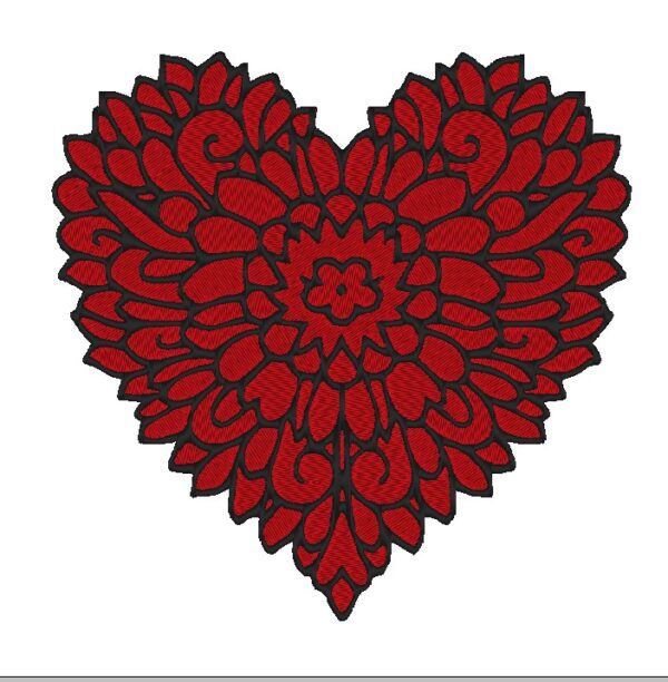 Beautiful Heart Floral Mandala Embroidery Design - DIY Craft Pattern