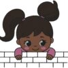 Screenshot 2024-11-24 053558 Adorable Girl with Ponytails Peeking Over Wall Embroidery Design