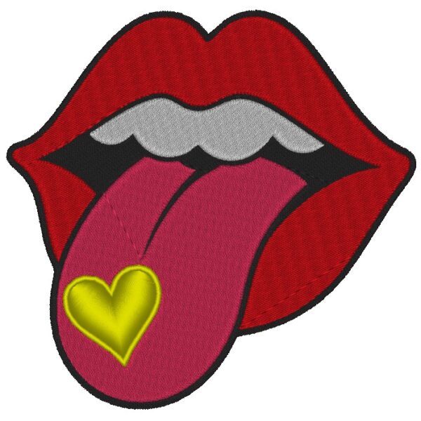 Unique Lips with Tongue and Heart Embroidery Design - Trendy Fashion Accessory