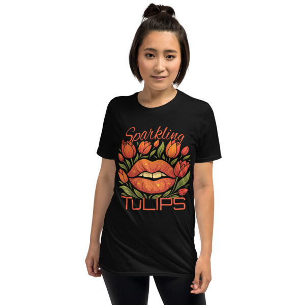 unisex-basic-softstyle-t-shirt-black-front-68373b88be9af.jpg Sparkling TuLIPS T-Shirt