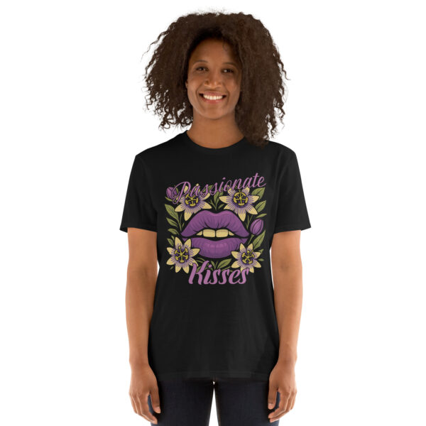unisex-basic-softstyle-t-shirt-black-front-68376b6491ad9.jpg Passionate Kisses T-Shirt