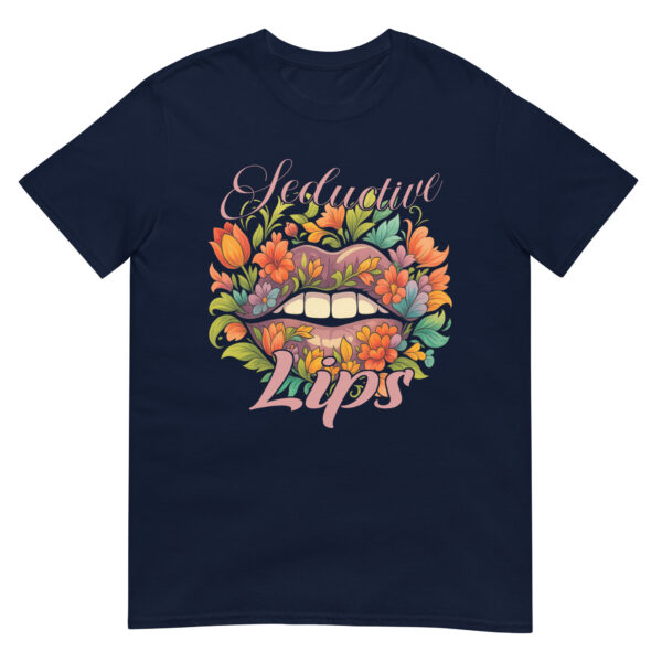 unisex-basic-softstyle-t-shirt-navy-front-6837429635ea8.jpg Seductive Lips T-Shirt